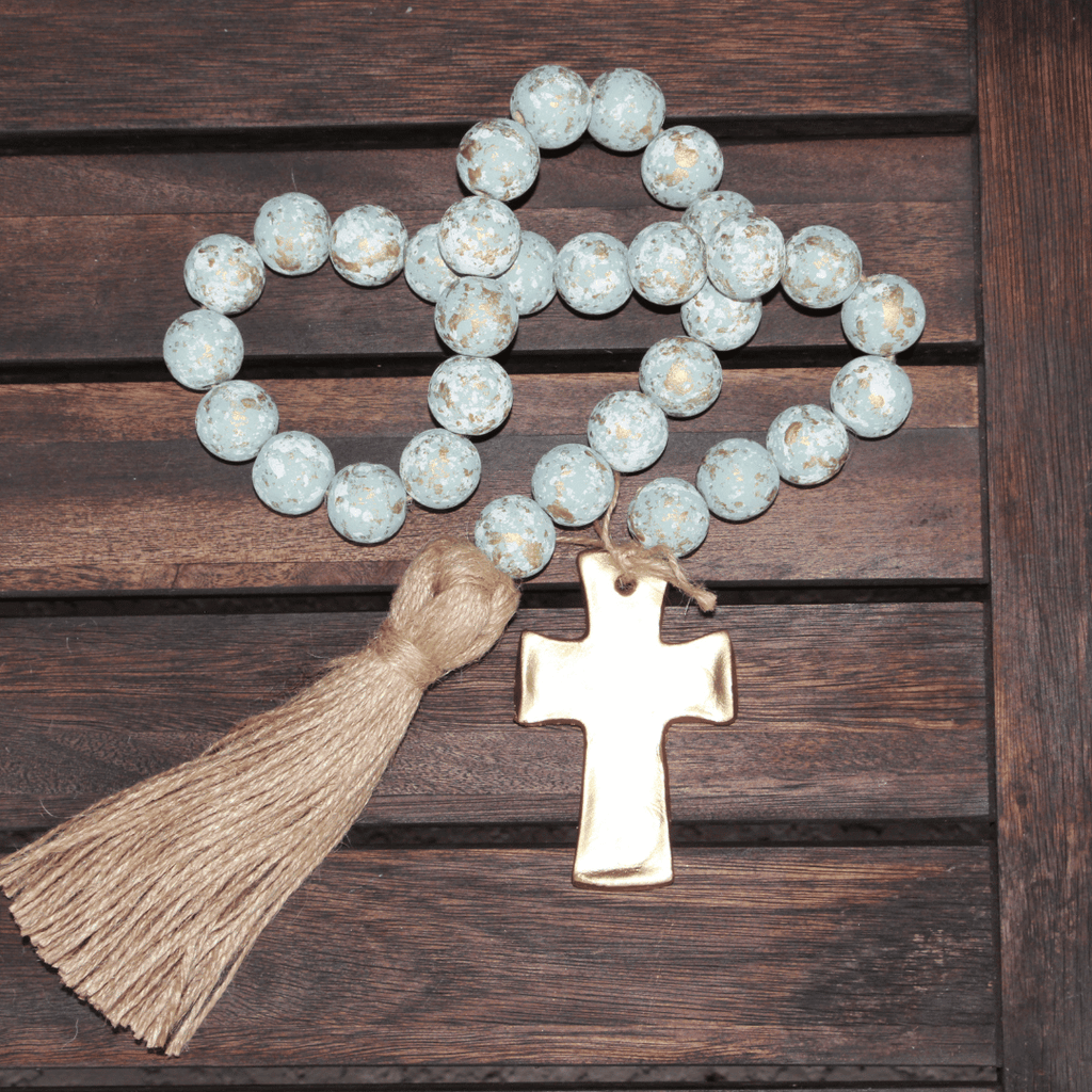 Blessing Beads with Cross and Tassel